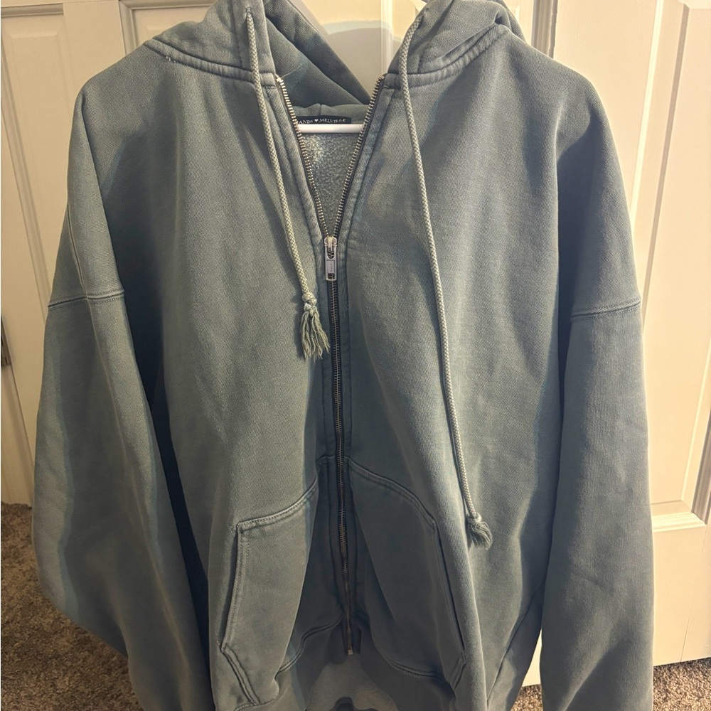 Brandy Melville dusty green zip up jacket